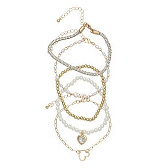 SO® Gold Tone Polished 5 pc Bracelet Set