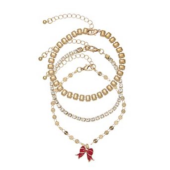 SO® Gold Tone Polished Chain 3 pc Bracelet Set