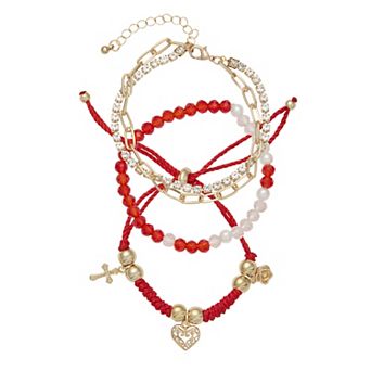 SO® Gold Tone Polished 3 pc Charm Bracelet Set