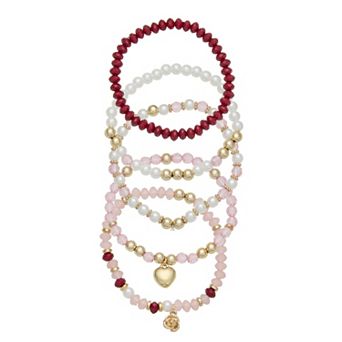 SO® Gold Tone 5 pc Stretch Bracelet Set