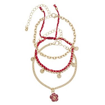 SO® Gold Tone Polished 3 pc Charms Bracelet Set