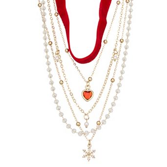 SO® Gold Tone Polished 5 pc Charm Choker Set