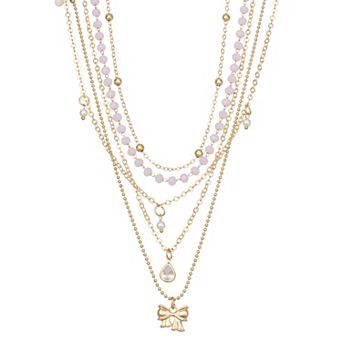 SO® Gold Tone Polished Bow Charm 5 pc Choker Set