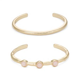 SO® Gold Tone Polished Bangle Bracelet Set of 2