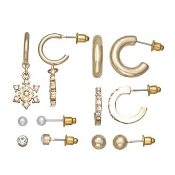SO® Gold Tone 6-Pair Post Earring Set