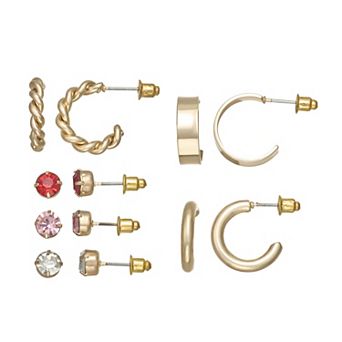 SO® Gold Tone 6-Pair Post Earring Set