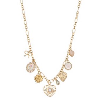 SO® Gold Tone Polished Multi-Charm Necklace
