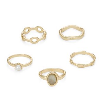 SO® Gold Tone Polished 5 pc Ring Set