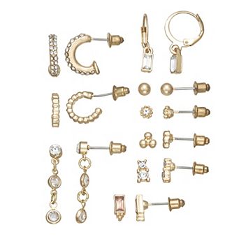 SO® Gold Tone 9-Pair Earring Set
