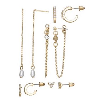 SO® Gold Tone 6-Pair Post Earring Set