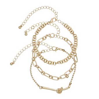SO® Gold Tone Polished 3 pc Chain Bracelet Set