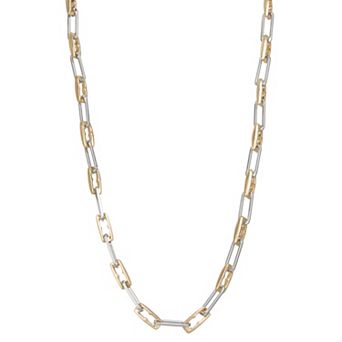 SO® Gold Tone & Silver Tone Polished Link Necklace
