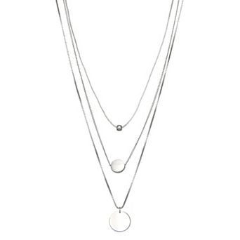 SO® Silver Tone Polished Layered Necklace