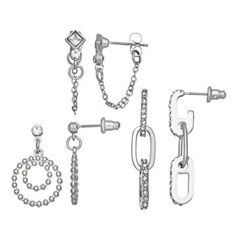 SO® Silver Tone Post Earring Set