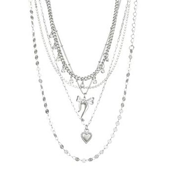 SO® Silver Tone Polished Charms 5 pc Choker Set