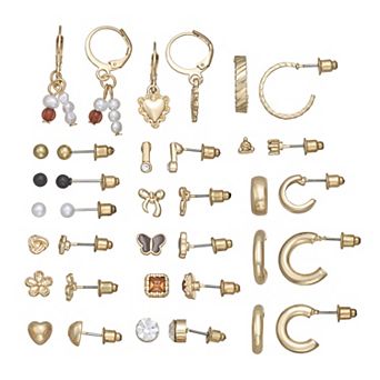 SO® Gold Tone 18-Pair Earring Set