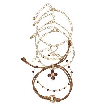 SO® Gold Tone Polished 5 pc Charm Bracelet Set