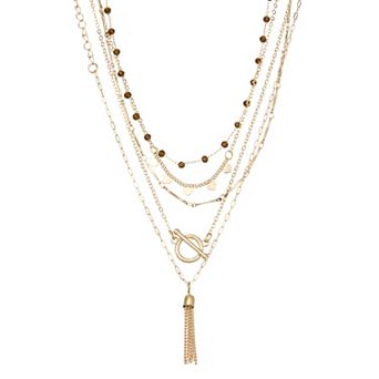 SO® Gold Tone Polished 5-Pack Charms Choker Set