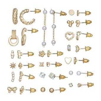 SO® Gold Tone 18-Pair Mini Earring Set