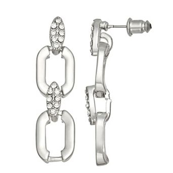 SO® Silver Tone Polished Chain Link Earrings