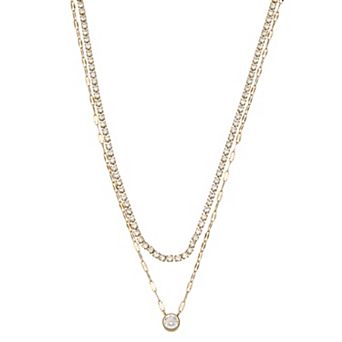 SO® Gold Tone Polished Layered Necklace