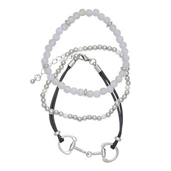 SO® Silver Tone Polished 3 pc Buckle Bracelet Set