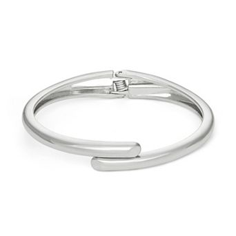 SO® Silver Tone Polished Bangle Bracelet