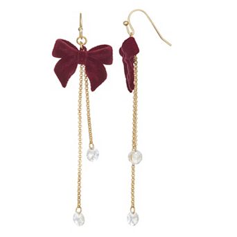 SO® Gold Tone Polished Dangling Bow Earrings