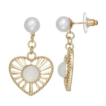 SO® Gold Tone Polished Dangling Hearts Earrings