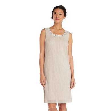 Women's R&M Richards Glitter Pleated Chiffon Shift Dress & Jacket Set