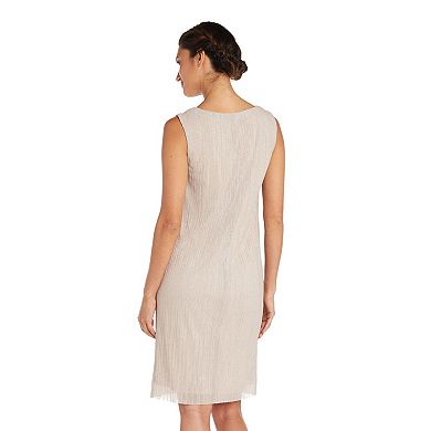 Women's R&M Richards Glitter Pleated Chiffon Shift Dress & Jacket Set