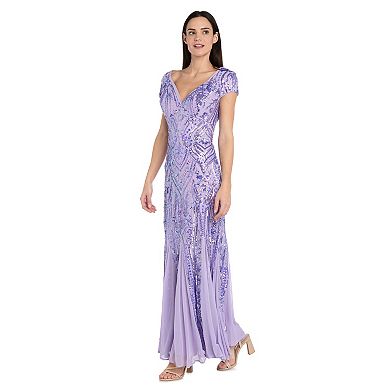 Women's R&M Richards Sequin Godet Mermaid Gown