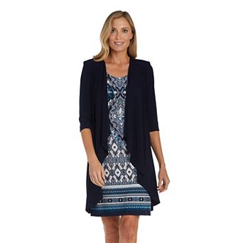Women's R&M Richards Puff Print Flyaway 2 pc Dress & Jacket Set