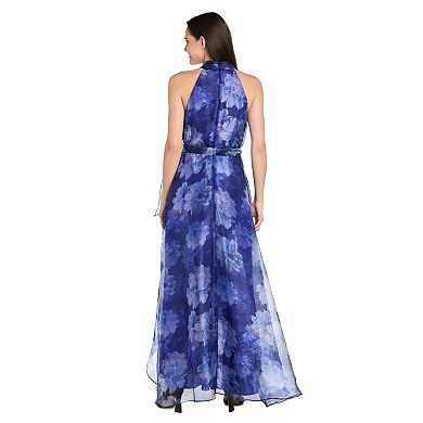 Women's R&M Richards Floral Organza High-Low Halter Dress