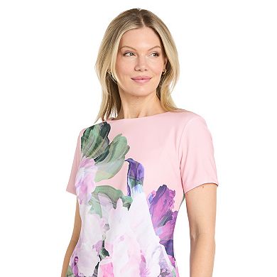 Women's R&M Richards Foil Floral Scuba Sheath Dress