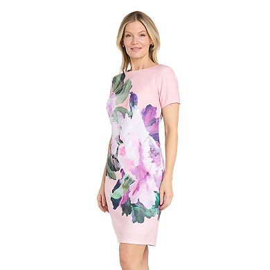 Women's R&M Richards Foil Floral Scuba Sheath Dress