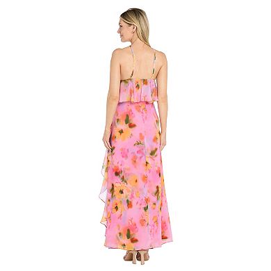Women's R&M Richards Floral Popover Ruffle Maxi Dress