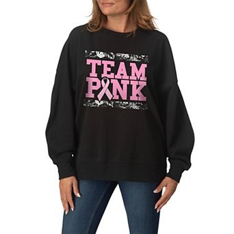 Women's "Team Pink" Breast Cancer Awareness Oversized Fleece Crew Sweatshirt