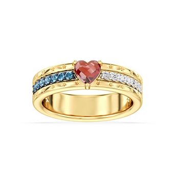 USA Collection Gold Tone Over Silver Lab-Created Gemstone Heart Ring