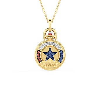 USA Collection Gold Tone Over Silver Lab-Created Gemstone Pendant Necklace