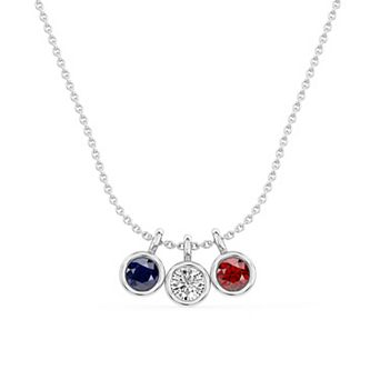 USA Collection Sterling Silver Lab-Created Gemstone Pendant Necklace