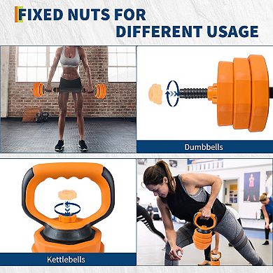 Space Saving 4-in-1 Adjustable Dumbbell Set 66/88LB Convertible to Barbell, Kettlebell & Push Up