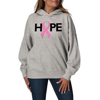 Women's Hope Breast Cancer Ribbon Oversized Fleece Hoodie Sweatshirt