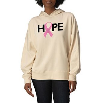 Women's Hope Breast Cancer Ribbon Oversized Fleece Hoodie Sweatshirt