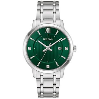 Bulova Men's Stainless Steel Diamond Accent Bracelet Watch