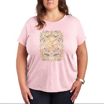 Plus Size The Hunger Games Mockingjay Pin Floral Graphic Tee