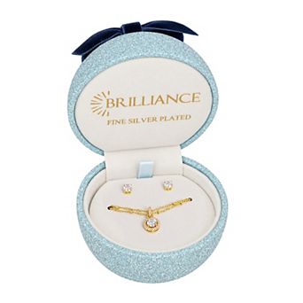 Brilliance Cubic Zirconia Singapore Chain Pendant Neckalce & Stud Earrings Set