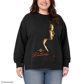 Plus Size The Hunger Games Katniss Oversized Fleece Crew Sweatshirt