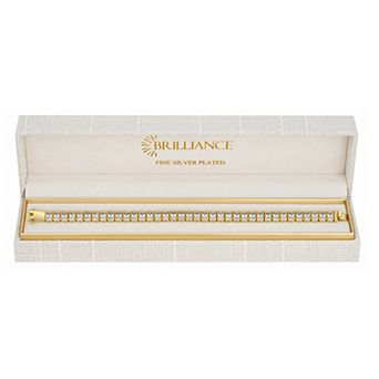 Brilliance 18k Gold Flash Plated Cubic Zirconia Baguette Tennis Bracelet