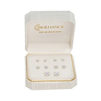Brilliance 5-Pair Cubic Zirconia Stud Earring Set